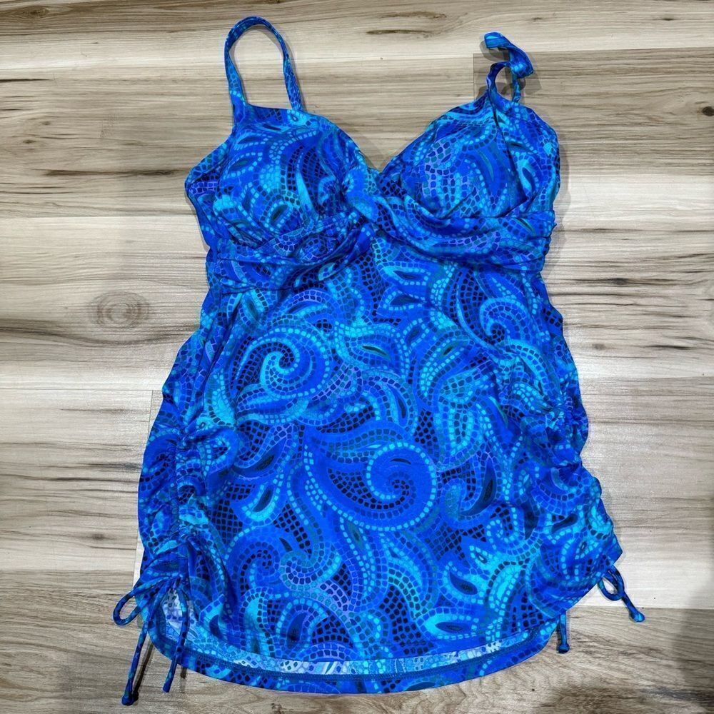 Trimshaper Blue Tankini Top Swimsuit Women’s 12